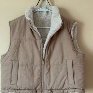 Thread & Supply Cream Sherpa Vest with Ivory Label
